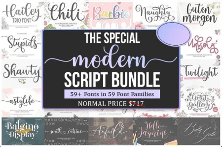 The Special Modern Script Font Bundle - 59 Premium Fonts