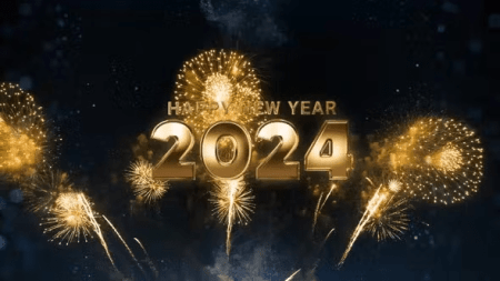 Videohive - Happy New Year 2024 Celebration. New year Greeting With Fireworks 4k Resolution V1 - 42733106