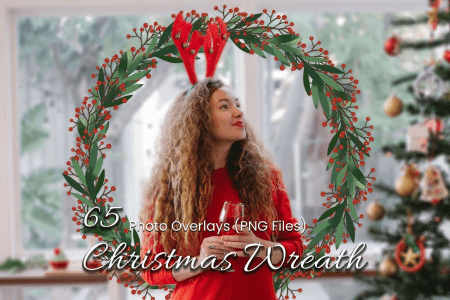 65 Christmas Wreath Photo Overlays - 91616334