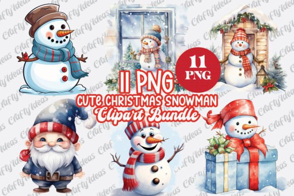 10+ Cute Snowman Clipart Pack