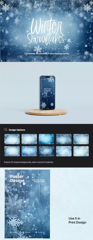 Winter Snowflakes – Decorative Frame Textures Pack