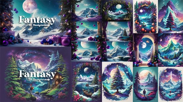 25 Fantasy Winter Backgrounds Collection