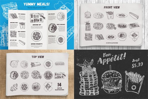 Yummy Meals – Vector Illustrations Kit