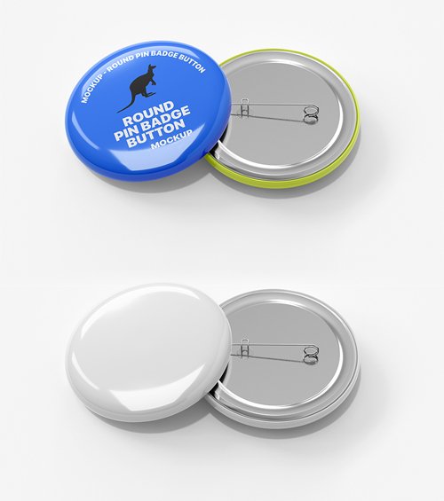 Round Pin Badge Button Psd Mockup Template