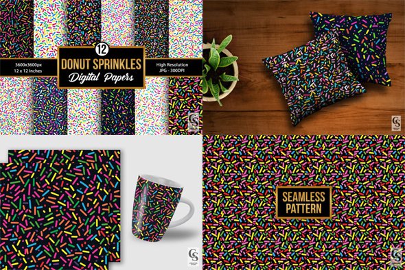 Seamless Donut Sprinkles Patterns