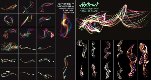 Abstract Motion Light Brushes Collection For Photoshop