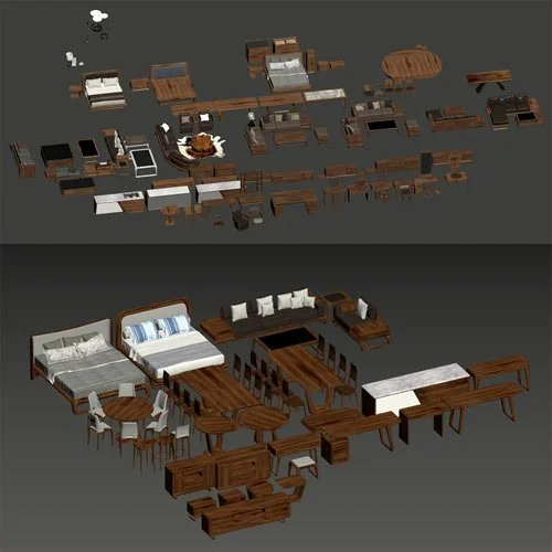 Walnut Furniture Library - 3D Models Walnut Furniture Library - 3D Models